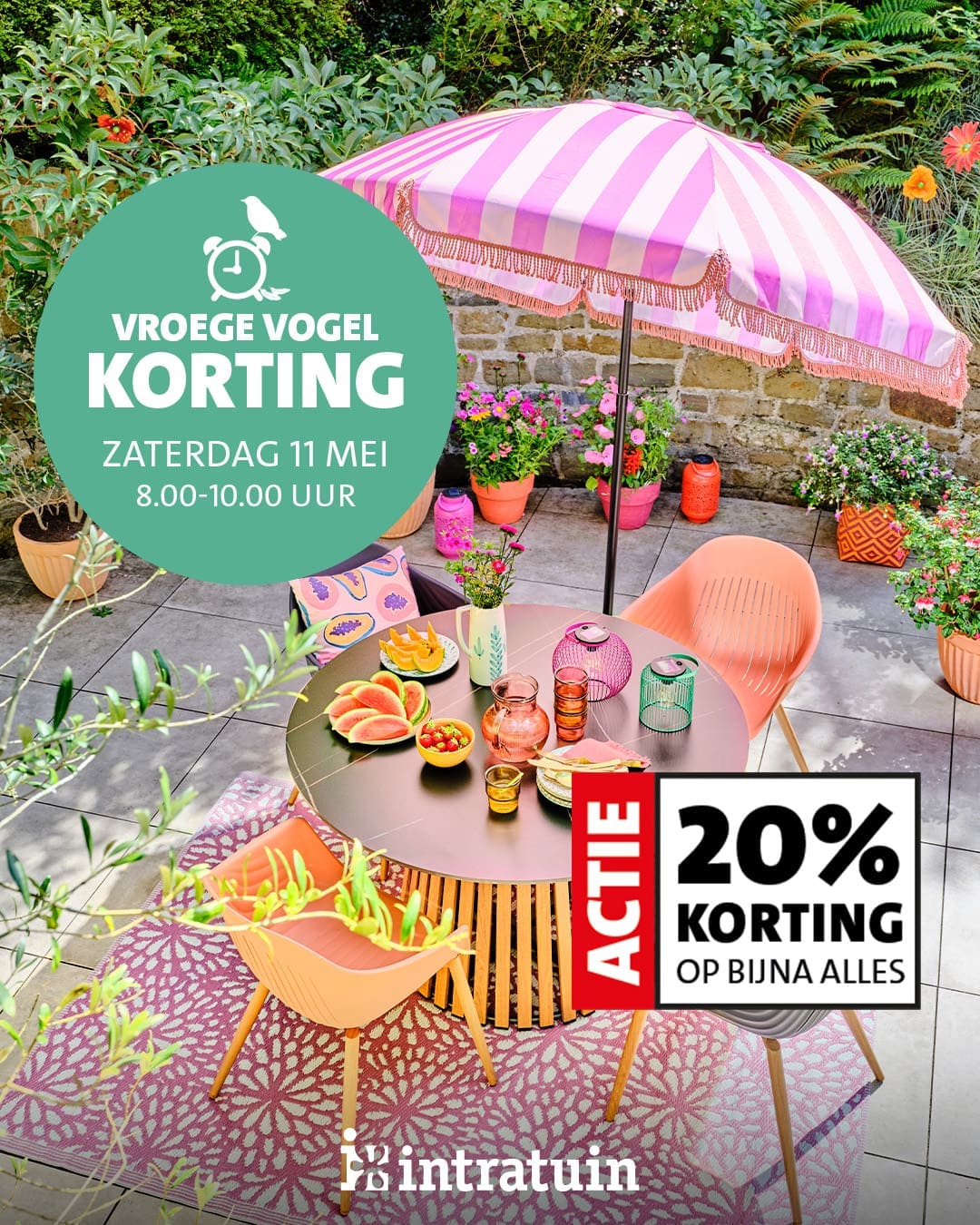 Vroege Vogel Actie 20 procent korting